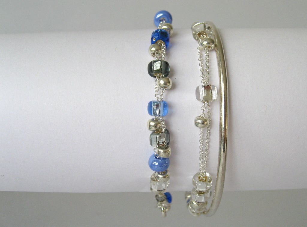 Styled with Blue Confetti Bracelet & Other Bangle